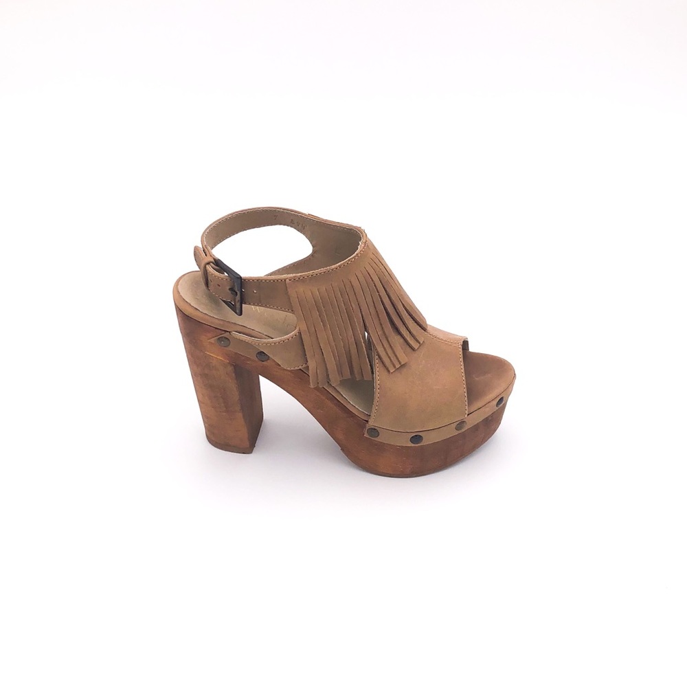 • five worlds fringed suede platform •